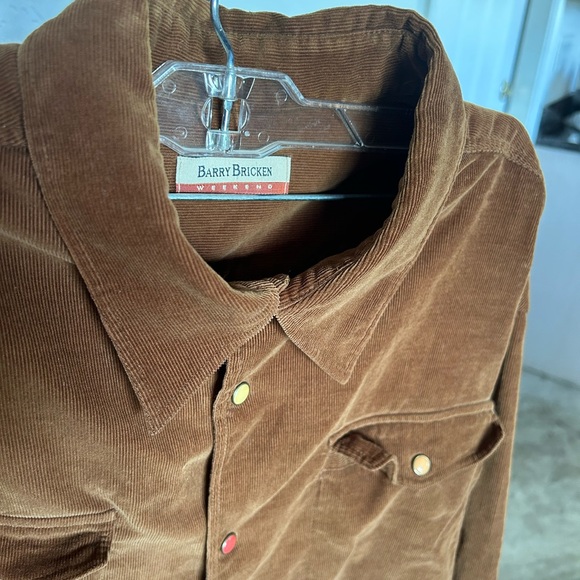 Vintage 90s Barry Bricken Corduroy Western Shirt w/ Rainbow Snaps - Picture 2 of 3